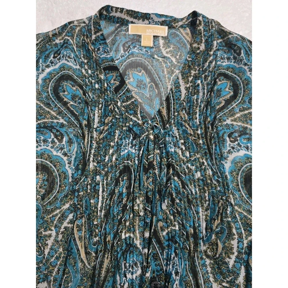 Michael Kors Women's Sheer Paisley Print Blouse Size Large
